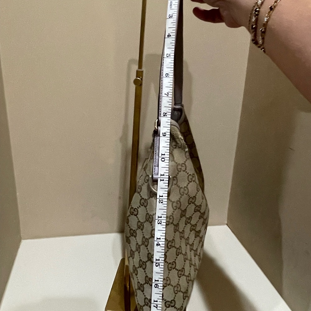 Gucci GG New Britt Brown Canvas And Lavender Leather Hobo Bag - Picture 10 of 14